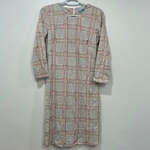 J‎ Mclaughlin Sophia Dress Small NWT $228 Catalina Knee Length Plaid Pink Tan